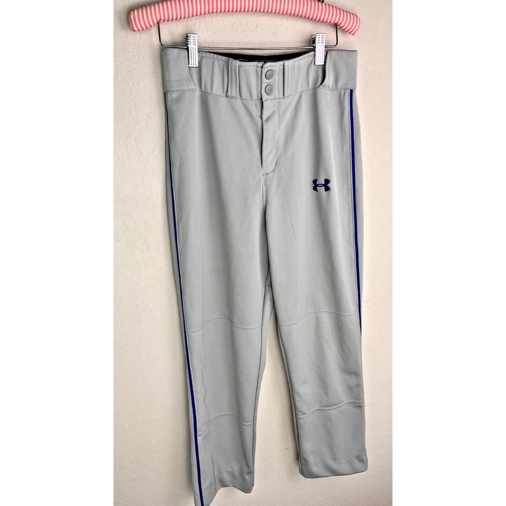 Under Armour Baseball Pants Heat‎ Gear Relaxed Fit Small Loose Gray Blue